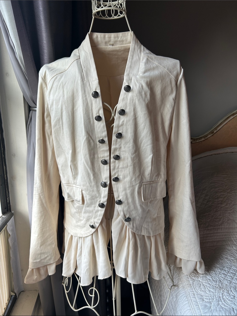 Womenβs Cream Military-Style Layered Blazer